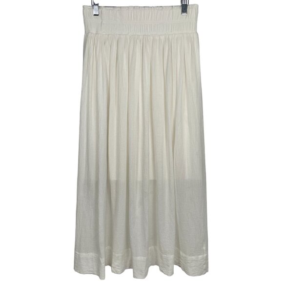 P cill Inherit Clothing Company Classic White Textured Cotton Lined Midi Skirt M - Picture 8 of 16